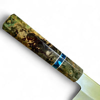 Custom Nakagawa Satoshi Ginsan 3 Santoku 180 mm - Dyed Box Elder Burl