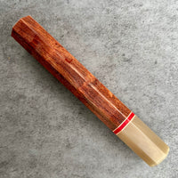 Custom Japanese Knife handle (wa handle) for 240 mm - Siam Rosewood and blonde with vintage poker chip