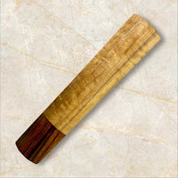 Custom Japanese Knife handle (wa handle) for 165-210 mm: Curly blonde mahogany and desert ironwood