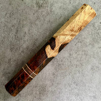 Custom Japanese Knife handle (wa handle) for 240-260 - Very rare Lanceolaria rosewood and copper infused carbon fiber
