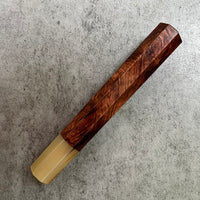 Japanese Knife handle (wa handle) for 240mm - Honduran Rosewood Burl and marbled horn
