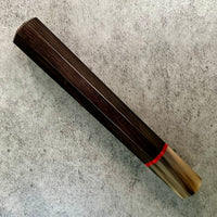 Custom Japanese Knife handle (wa handle) for 240mm : African Blackwood, Marbled horn and vintage poker chip
