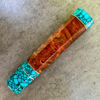 Custom Japanese Knife handle (wa handle) for 165-210mm : Dark red Amboyna burl and turquoise