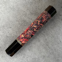 Custom Japanese Knife handle (wa handle) for 165- 210 mm knife : Box elder burl (Ukrainian dyed) and horn