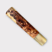 Custom Japanese Knife handle (wa handle) for 165-210 mm : Two-tone Honduran Rosewood Burl and Marbled Horn