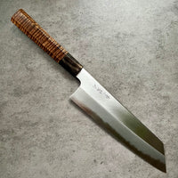 Custom Tadokoro x Tanaka Aogami Super Minesori Kiritsuke 210mm : Hon Kasumi Finish - Hawaiian Koa and marbled black horn