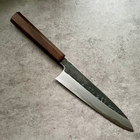 Custom Tadokoro Nakagawa White 2 Gyuto 210 mm Kurouchi Finish - Malaysian Blackwood (a true ebony)