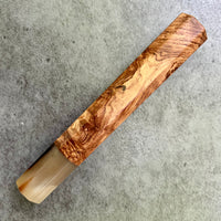 Custom Japanese Knife handle (wa handle) for 240mm - Honduran Rosewood Burl and Marbled horn