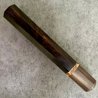 Custom Japanese Knife handle (wa handle) for 165-210mm : Burly African Blackwood and marbled horn