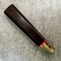 Custom Japanese Knife handle (wa handle) for 240mm : African Blackwood, Marbled horn and vintage poker chip