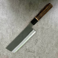 Mutsumi Hinoura Ironclad Kurouchi W2 Nakiri 165mm - burnt chestnut