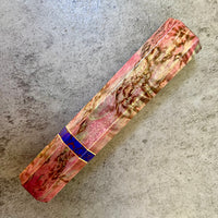 Custom Japanese Knife handle (wa handle) for 165-210mm : Karelian Birch with Azurite TruStone and copper