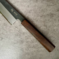 Custom Tadokoro Nakagawa White 2 Gyuto 210 mm Kurouchi Finish - Malaysian Blackwood (a true ebony)