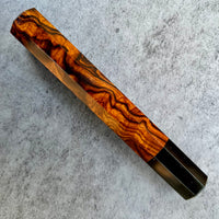 Custom Japanese Knife handle (wa handle) for 240mm - Desert ironwood burl and buffalo horn