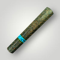 Custom Japanese Knife handle (wa handle) for 165-210 mm: Dyed Black Ash Burl and Turquoise