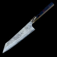 Custom Nigara Hamono Ginsan 3 Kurozome Kiritsuke Gyuto 240 - Cross-cut Mun Ebony and beautiful marbled horn