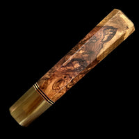 Custom Japanese Knife handle (wa handle) for 240mm - Two tone Honduran rosewood burl with marbled horn
