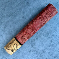 Custom Japanese Knife handle (wa handle) for 240mm - Red dyed Maple Burl and spalted Hackberry