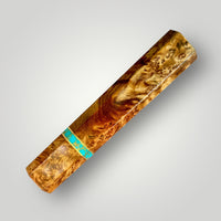 Custom Japanese Knife handle (wa handle) for 240-260 mm : Two tone Amboyna Burl and Turquoise