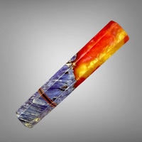 Custom Japanese Knife handle (wa handle) for 165-210 : Box elder burl hybrid - Purple dye, orange gold swirl
