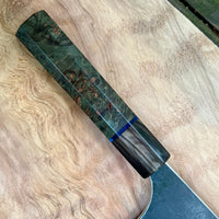 Custom Sugi Tadokoro Nakagawa W2 Tank 180mm - Dyed maple burl with vintage poker chip and marbled horn