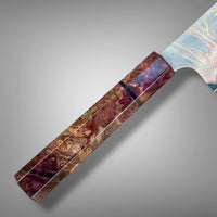 Custom Hatsukokoro Nigara Dark Irodori B2 rainbow Gyuto 240mm : Double dyed maple burl