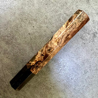 Custom Japanese Knife handle (wa handle) for 165-210mm : Spalted oak burl and horn