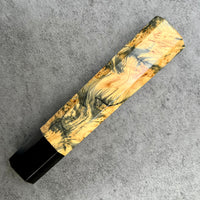 Custom Japanese Knife handle (wa handle) for 240mm - Yellow cedar burl and horn