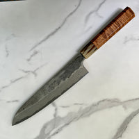 Custom Nigara Hamono Ginsan 3 Kurozome Gyuto 240 - Koa and horn