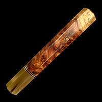 Custom Japanese Knife handle (wa handle) for 240mm - Two tone Honduran rosewood burl with marbled horn