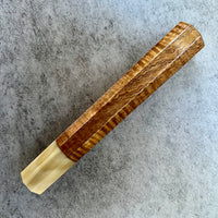 Custom Japanese Knife handle (wa handle) for 240mm - Chocolate Koa with tight curl and blonde horn