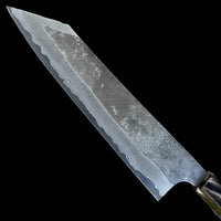 Custom Nigara Hamono Ginsan 3 Kurozome Kiritsuke Gyuto 240 - Cross-cut Mun Ebony and beautiful marbled horn