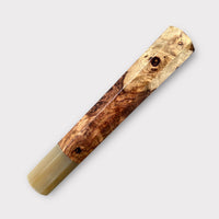 Custom Japanese Knife handle (wa handle) for 165-210 mm : Two-tone Honduran Rosewood Burl and Marbled Horn