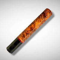 Custom Japanese Knife handle (wa handle) for 165-210 mm: Double dyed maple burl and buffalo horn with vintage poker chip