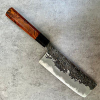 Custom Manaka Kisuke Iron Clad Aogami 1 Nakiri 175 mm - Desert Ironwood and horn