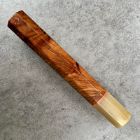 Custom Japanese Knife handle (wa handle) for 240 mm - Chechen burl and blonde with golden labradorite inlay