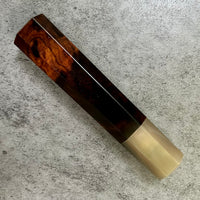 Custom Japanese Knife handle (wa handle) for 165-210mm : Dark desert ironwood burl and horn