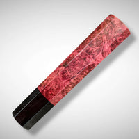 Japanese Knife handle (wa handle) for 165-210 mm : Red dyed maple burl and horn