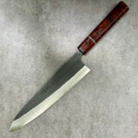 Custom Yamamoto Asai Aogami Super Kurouchi Tsuchime Ironclad 240 Gyuto - Dark Ironwood burl and vintage poker chip