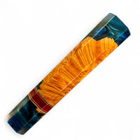 Japanese Knife handle (wa handle) for 240-260 mm : Orange dyed box elder burl and blue hybrid