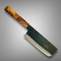 Custom Shiro Kamo AS Kurouchi TALL Nakiri 165mm - Oak burl
