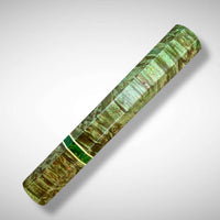 Japanese Knife handle (wa handle) for 165-210 mm : Green dyed maple burl with Arizona Jade