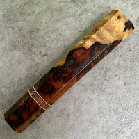 Custom Japanese Knife handle (wa handle) for 240-260 - Very rare Lanceolaria rosewood and copper infused carbon fiber
