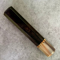 Custom Japanese Knife handle (wa handle) for 165-210mm : Burly African Blackwood and marbled horn