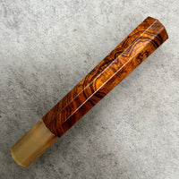Custom Japanese Knife handle (wa handle) for 165-210mm : Ironwood burl and marbled horn