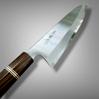 Custom Tadokoro x Tanaka Aogami Super Tall Gyuto 255mm Hon Kasumi Finish - Macassar Ebony, bronze and nickel-silver