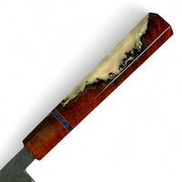 Custom Sugi Fujiwara W1 150mm petty - Bloodwood burl hybrid