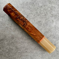 Custom Japanese Knife handle (wa handle) for 165-210mm - Chechen burl and blonde horn