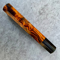 Custom Japanese Knife handle (wa handle) for 240mm - Desert ironwood burl and buffalo horn