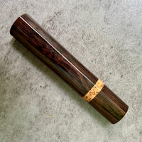 Custom Japanese Knife handle (wa handle) for 240-270 mm : D-shaped African Blackwood and black ash burl